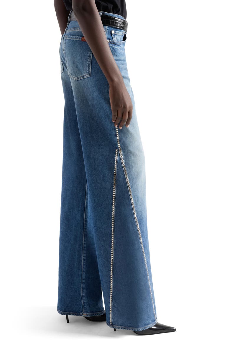 Lotta Studded High Waist Wide Leg Jeans, Alternate, color, AVENUE