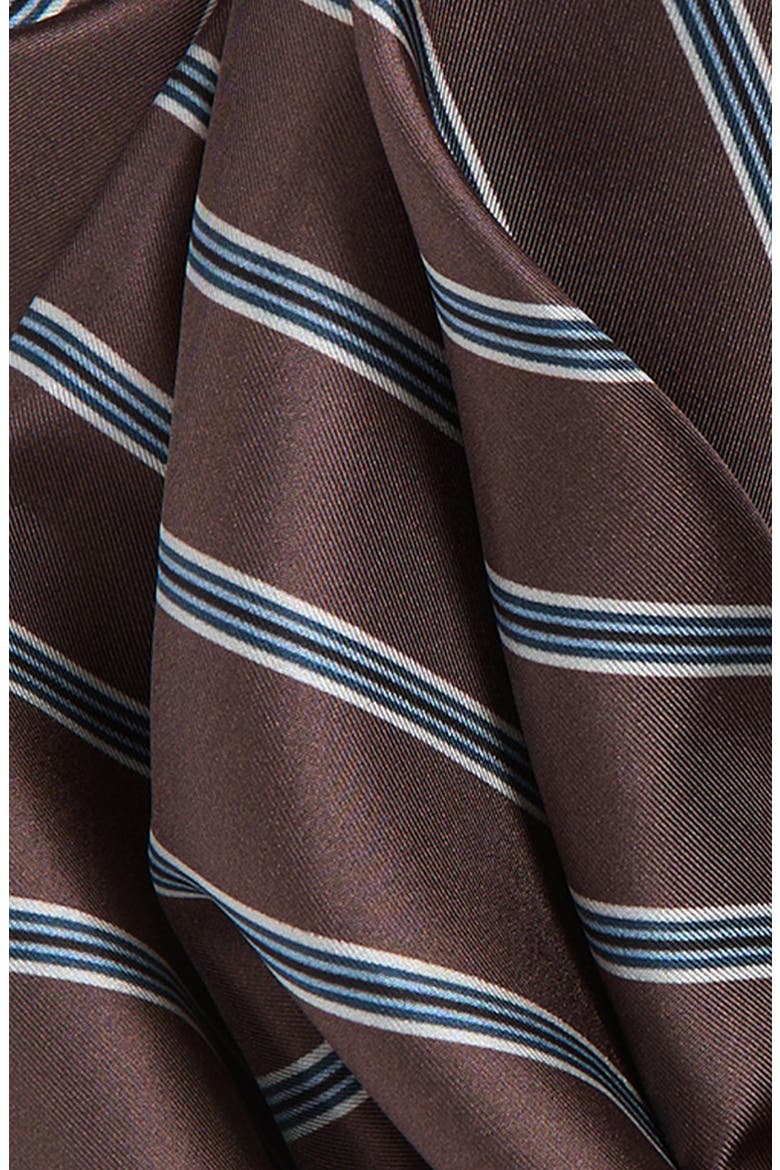 Stripe Silk Twill Scarf, Alternate, color, BROWN