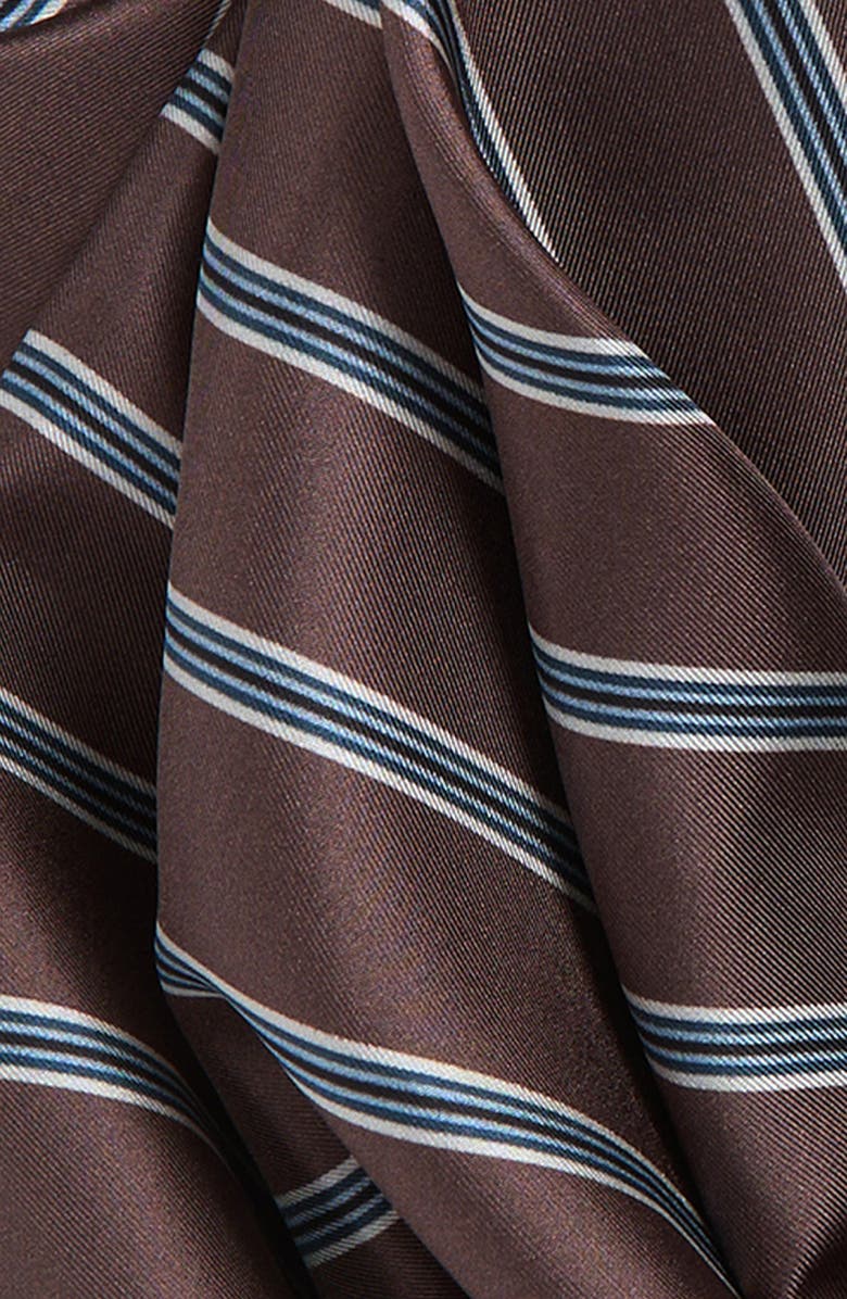 Vince Stripe Silk Twill Scarf, Alternate, color, Brown