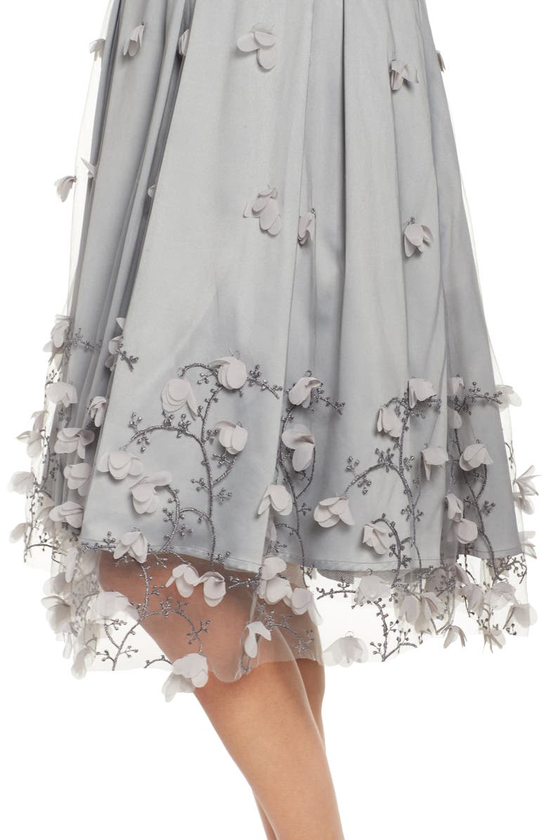 Eliza J Floral Appliqué Ball Skirt, Alternate, color,