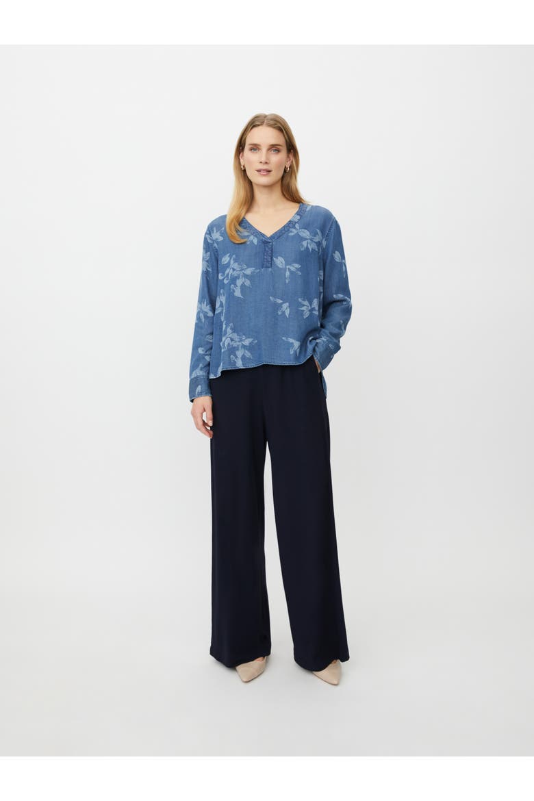 MaDariane Denim Floral Print Blouse, Alternate, color, Blue Denim