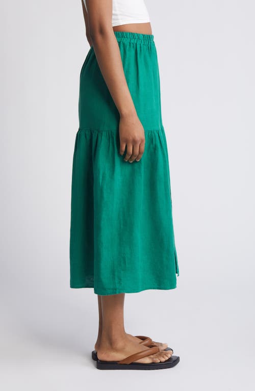 Nation Ltd Esmeralda Linen Midi Skirt In Verdant Green