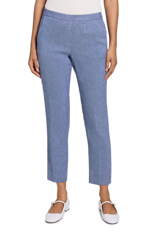 Theory Treeca Linen Blend Pull-on Crop Pants In Light Denim