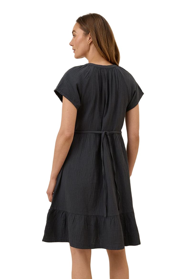 Organic Cotton Coastal Double Gauze Breezy Dress, Alternate, color, Black