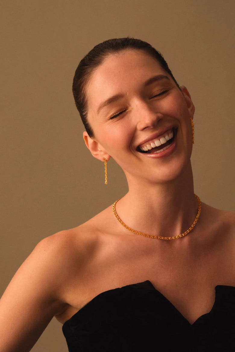 Grecian Waterproof Gold Link Necklace, Alternate, color, Gold