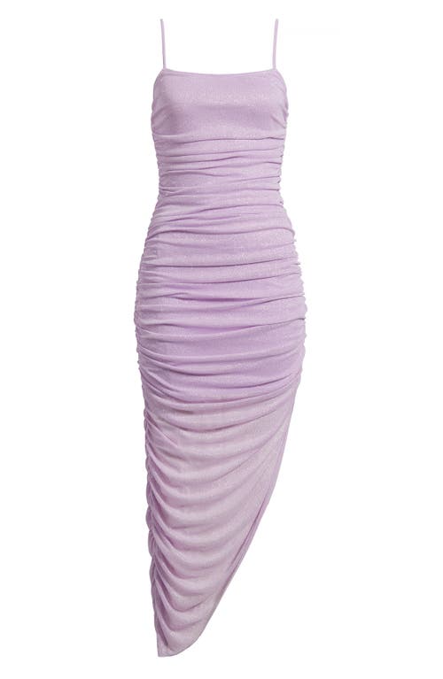 Jump Apparel Glitter Matte Ruched Jersey Dress In Lilac
