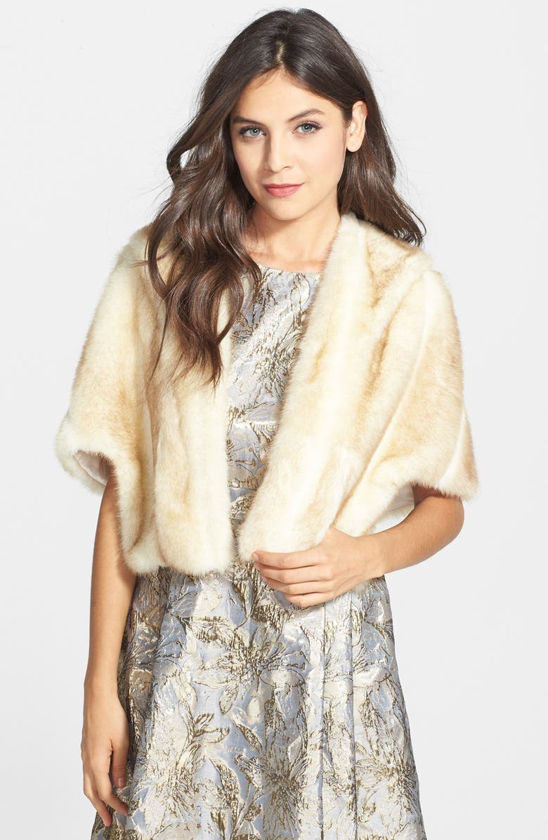 Eliza J Faux Fur Capelet, Main, color, 