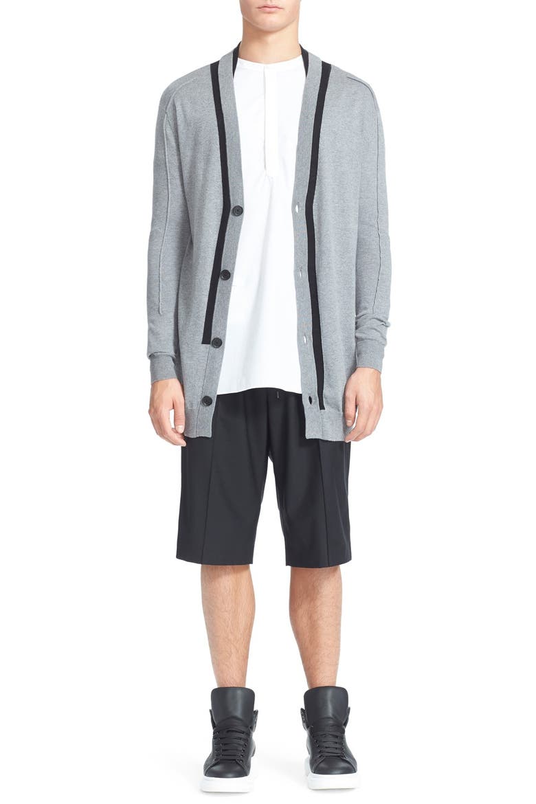 'Sylvia' Cotton, Silk & Cashmere Cardigan, Alternate, color, HEATHER GREY