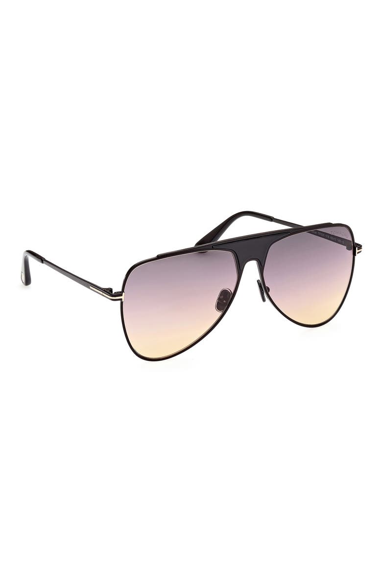 Ethan 60mm Gradient Pilot Sunglasses, Alternate, color, SHINY BLACK / GRADIENT SMOKE
