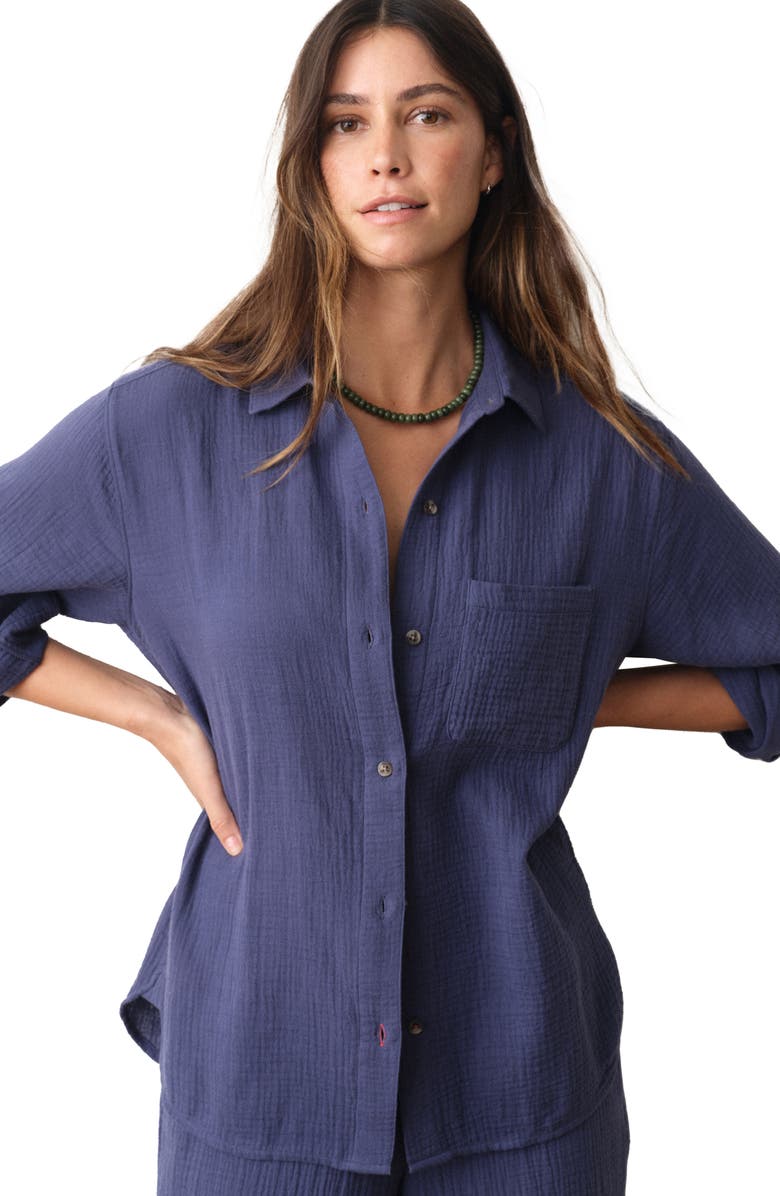 Marine Layer Jane Relaxed Double Cloth Button-Up Shirt, Alternate, color,