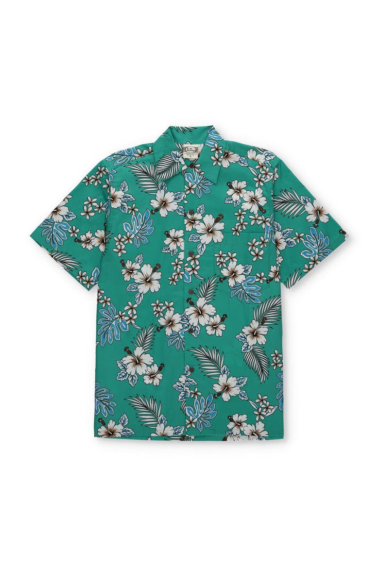 Tropical Short Sleeve Shirt, Main, color, Aqua Green