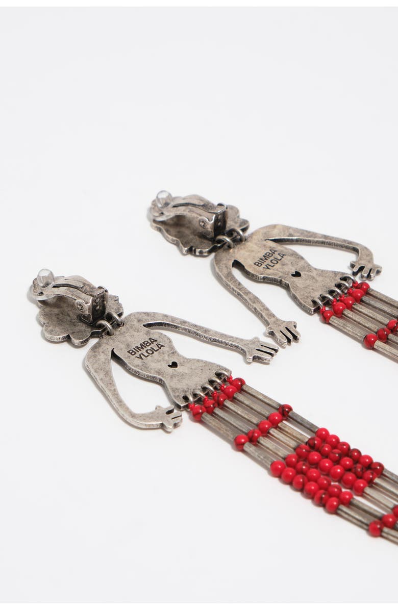 Bimba y Lola Aged Metal Silhouette Stones Earrings, Alternate, color, Dark Silver