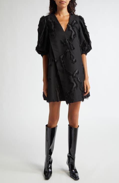 New black cotton Frame ruffle sleeve shirt dress Small authentic