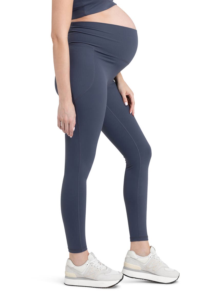 Tempo Stretch Nylon Pocket Maternity Leggings, Alternate, color, BLUE STEEL