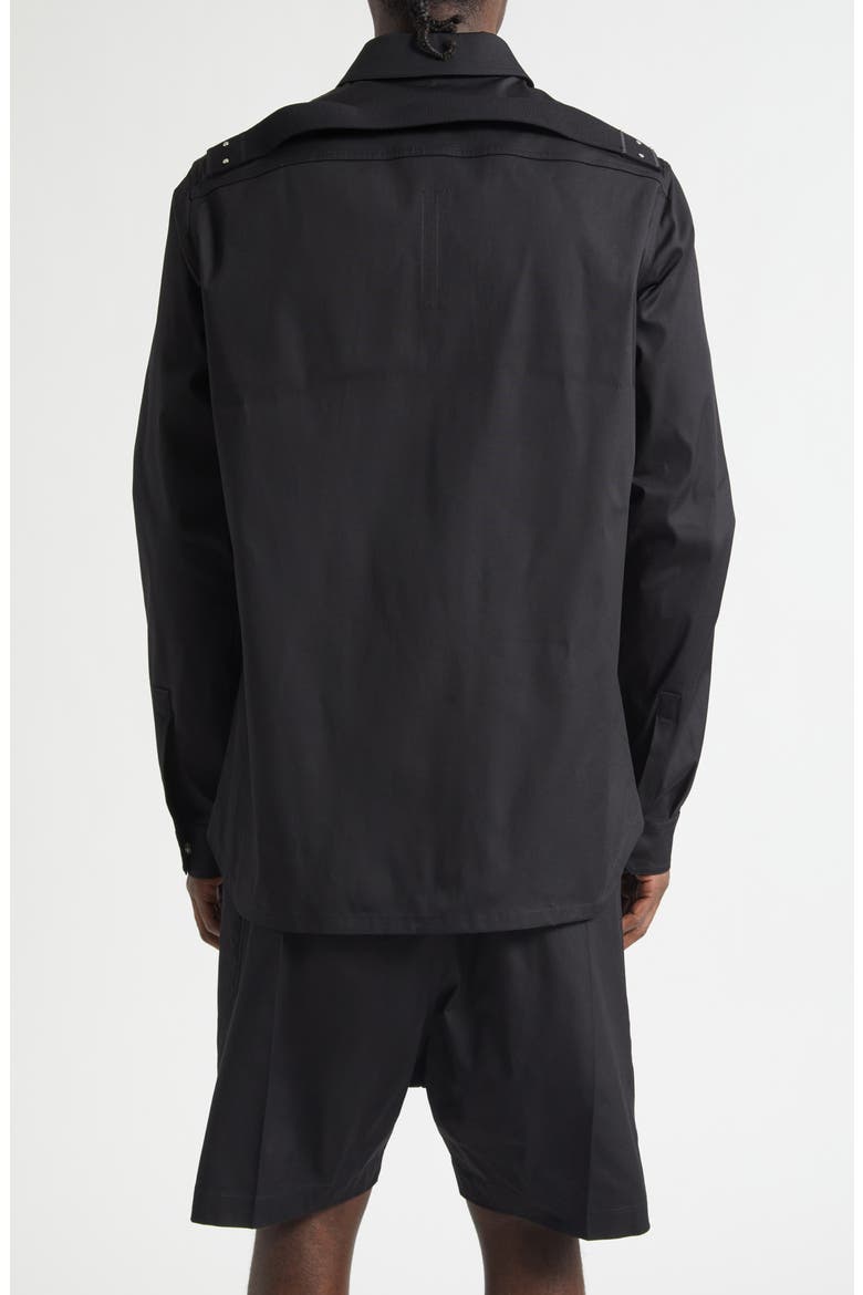 Webbed Strap Stretch Cotton Overshirt, Alternate, color, BLACK