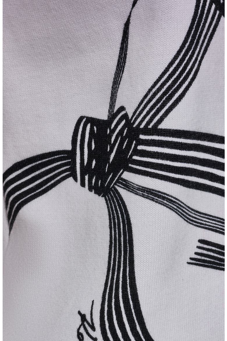 Bow Print Short Sleeve Cotton Sweater, Alternate, color, SOFT WHITE/ BLACK
