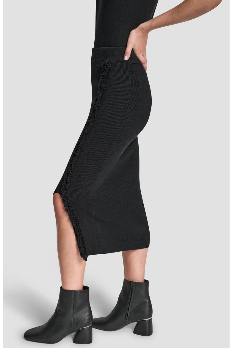 Fringe Detail Sweater Skirt, Alternate, color, BLACK