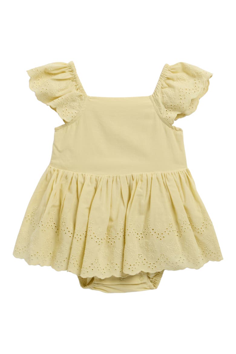 Remi Citron Eyelet Cotton Skirted Bodysuit, Main, color, CITRON