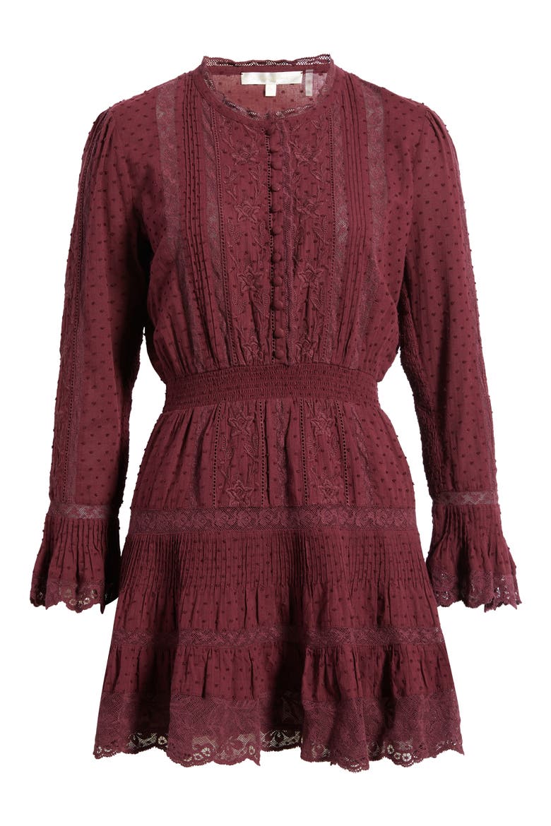 Vesna Embroidered Minidress, Alternate, color, FADED MERLOT