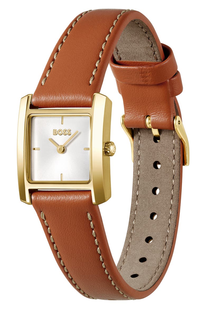 Lucy Scala Leather Strap Watch, 22mm, Alternate, color, WHITE