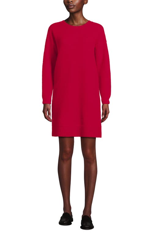 Lands' End Fuzzy Bow Back Mini Sweater Dress In Red