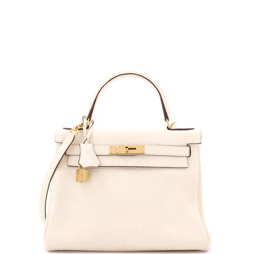 Pre-owned Hermes Hermes Kelly Handbag Light Clemence With Gold Hardware 28 In Brown