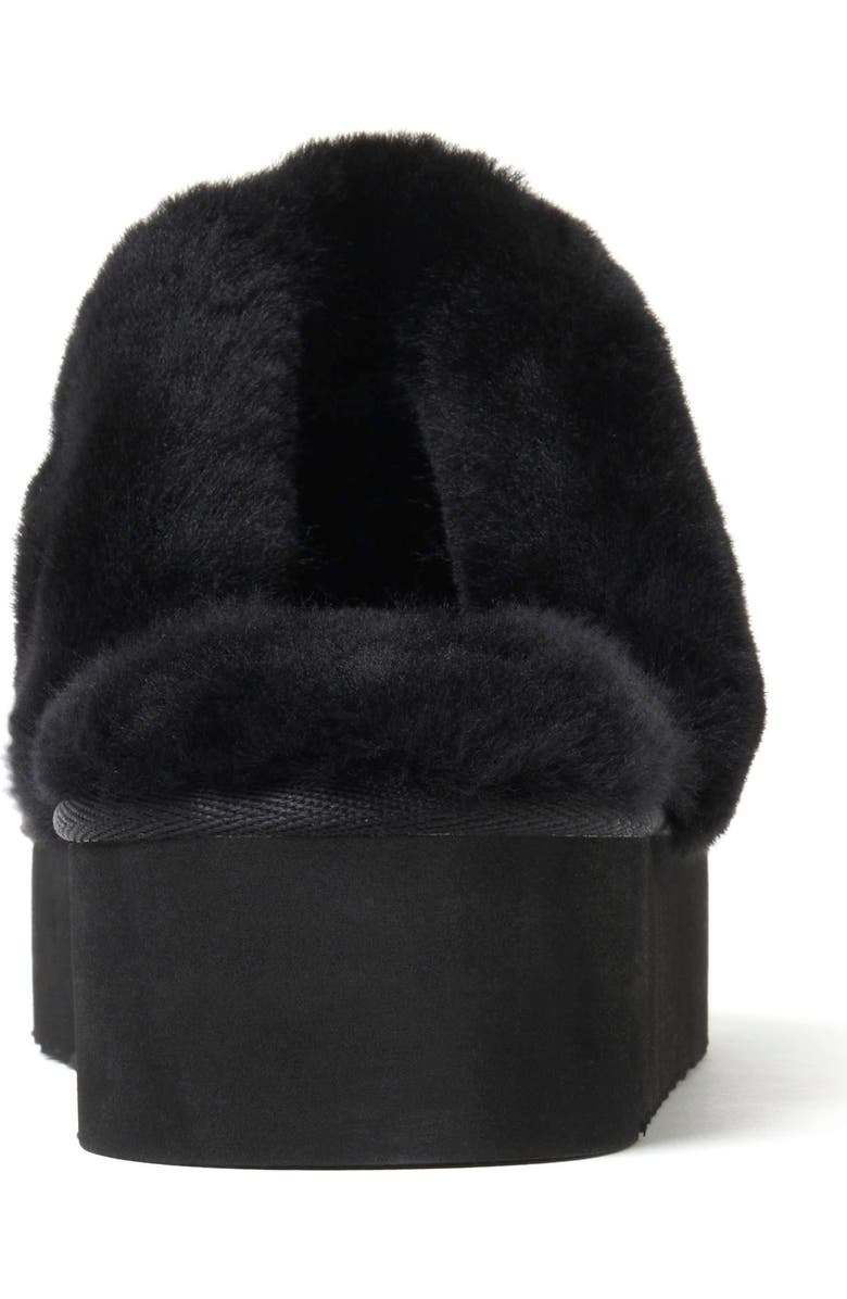 DEARFOAMS Fireside Melton Genuine Shearling Platform Scuff Slipper, Alternate, color, Black