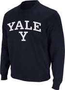 COLOSSEUM Men's Colosseum Navy Yale Bulldogs Arch & Logo Crew Neck Sweatshirt