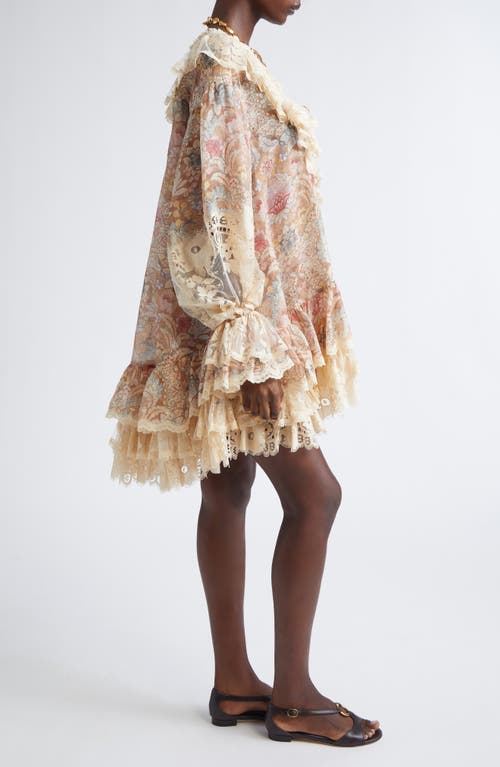 Zimmermann Rebellion Linen & Silk Lace-up Minidress In Multi