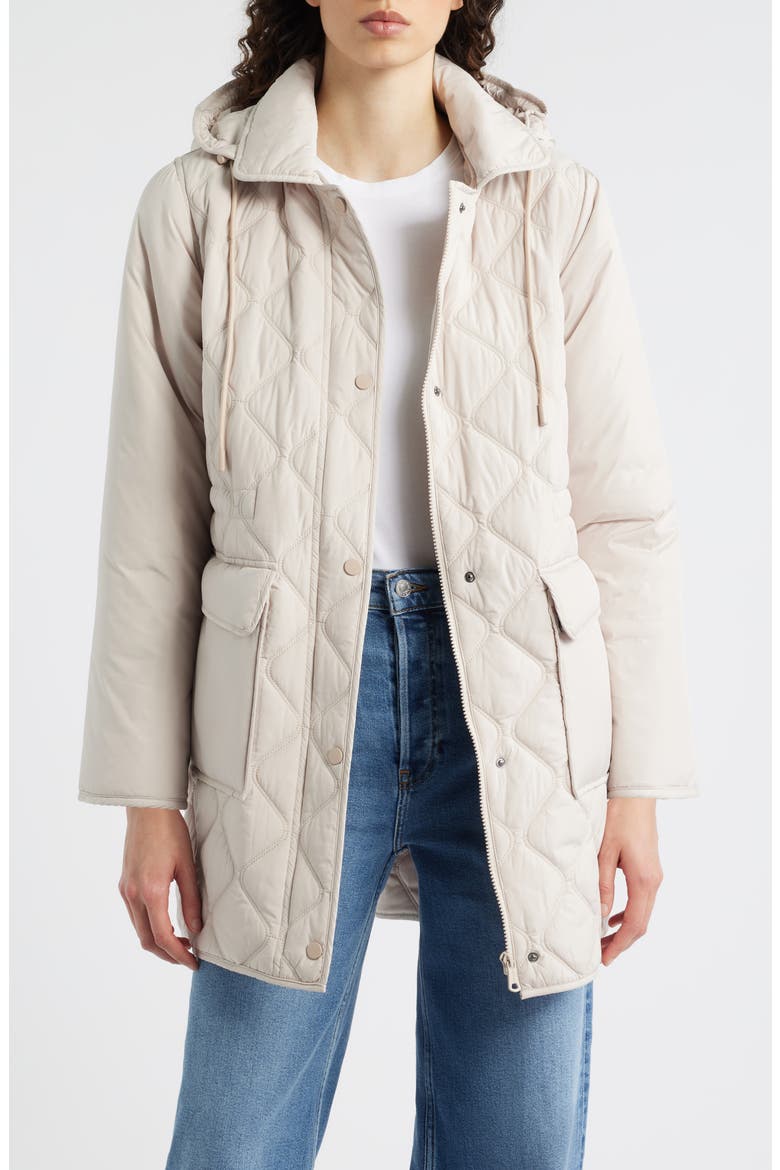 Quilted Jacket with Removable Hood, Main, color, EGG SHELL