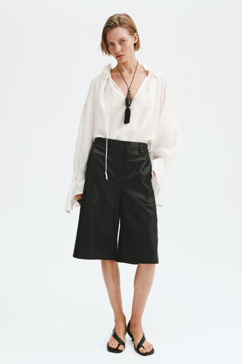 Oversized linen-blend shirt