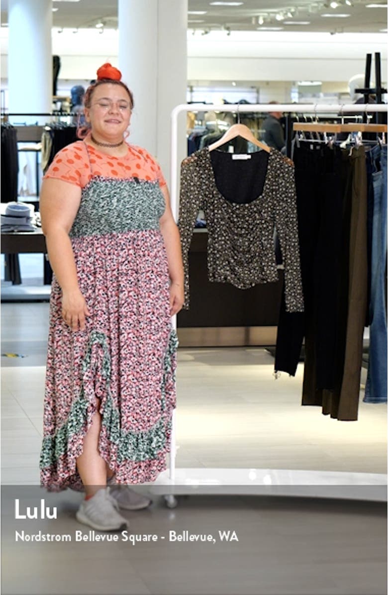 Floral Square Neck Mesh Top, sales video thumbnail