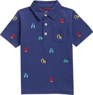 Mini Boden Kids' Embroidered Cotton Slub Polo