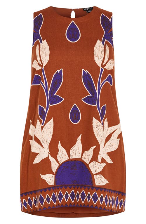 City Chic Nala Print Sleeveless Minidress In Brown