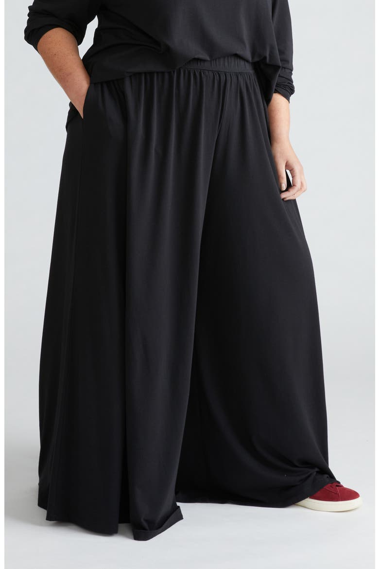 Ezra Wide Leg Lounge Pants, Alternate, color, BLACK