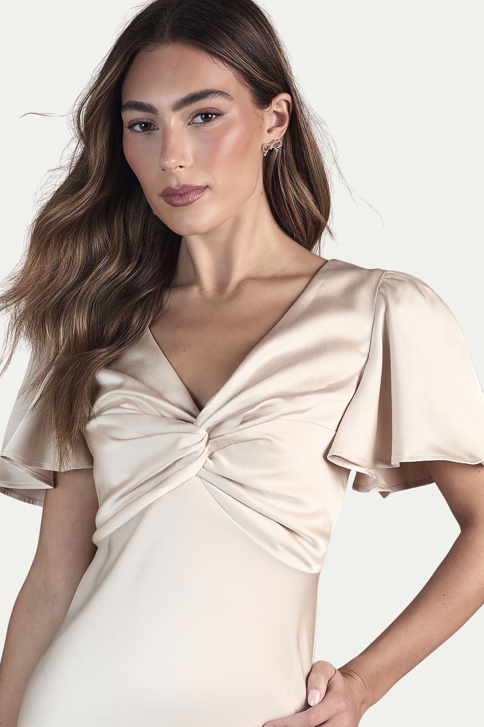 angel sleeve bridesmaid dresses Angel Sleeve Midi Bridesmaid Dress (Women)