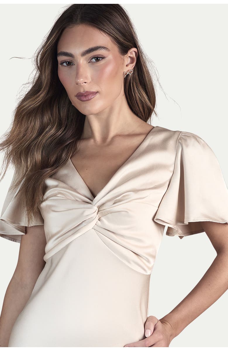 Oasis Angel Sleeve Midi Bridesmaid Dress, Alternate, color, Champagne