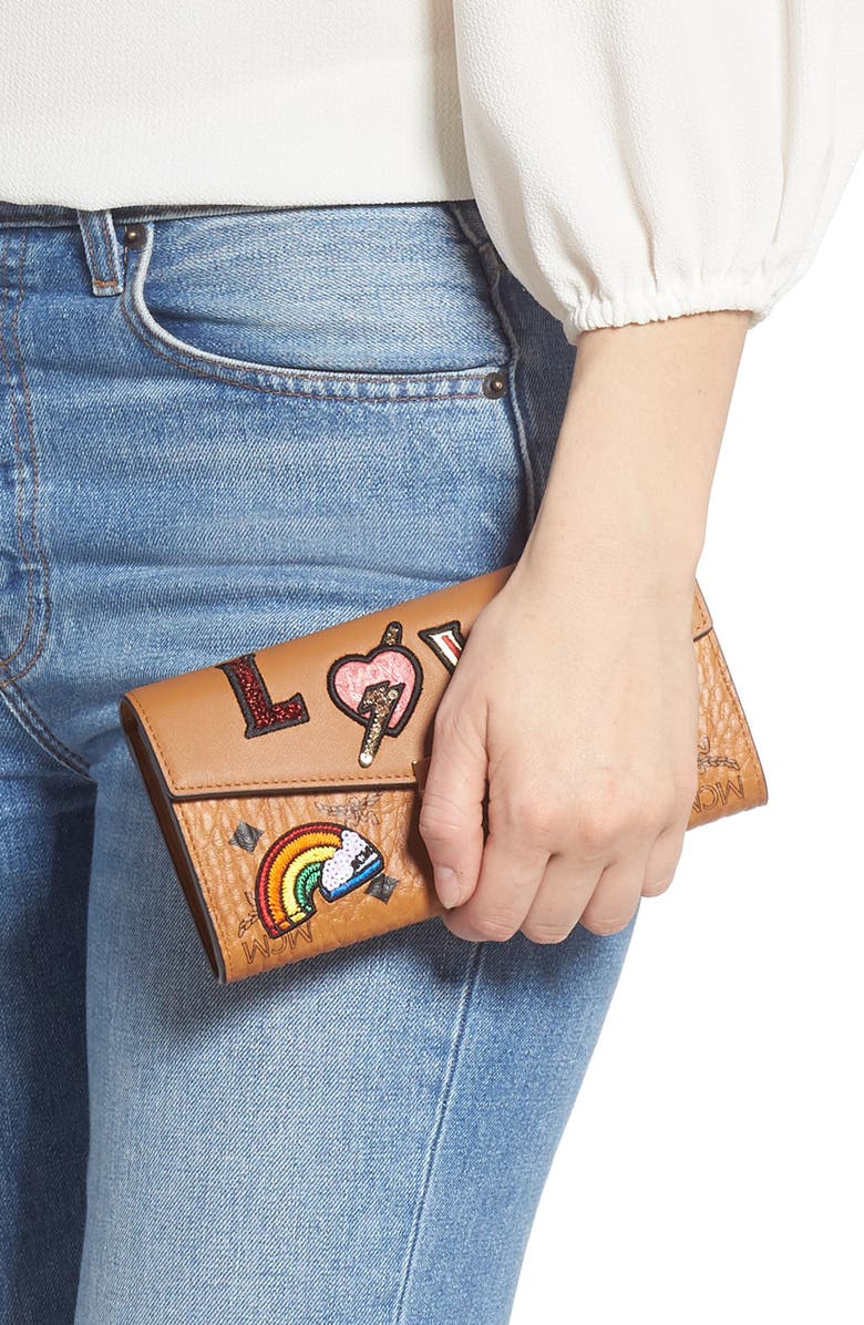 MCM Patricia Love Patch Wallet on a Chain, Alternate, color,