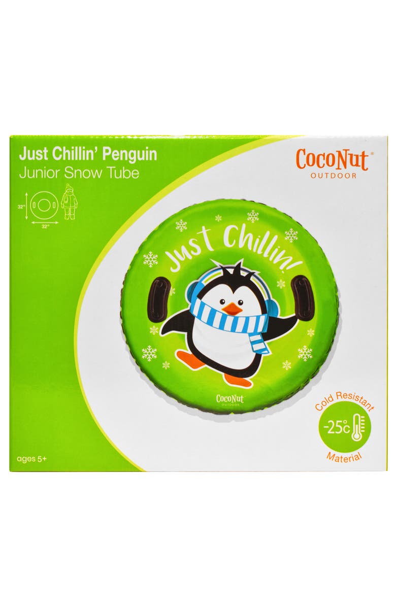Coconut Outdoor Just Chillin Green Penguin 32" Junior Snow Tube, 5+, Alternate, color, Multicolored