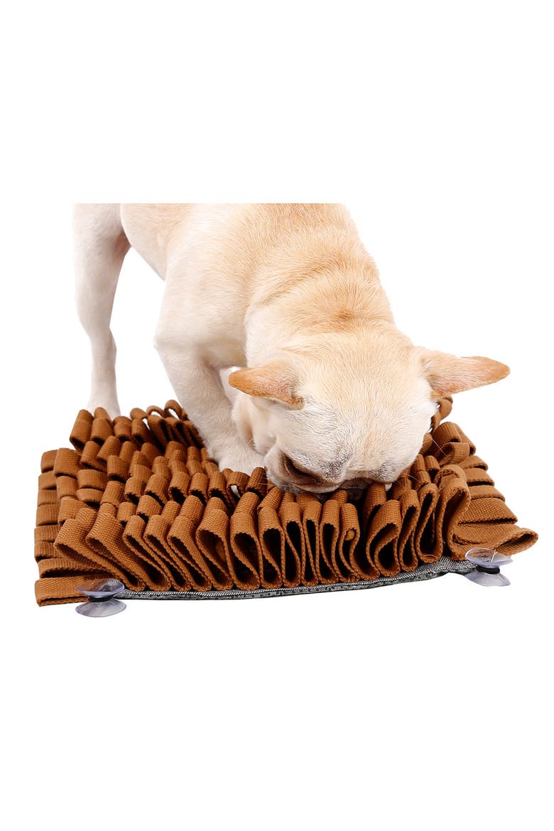 The Pet Life ® 'Sniffer Grip' Interactive Anti-Skid Pet Snuffle Mat, Alternate, color, BROWN