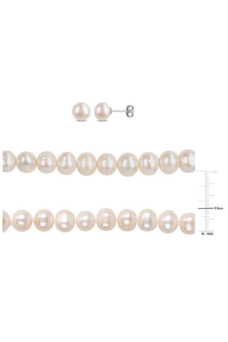 Cultured Freshwater Pearl Necklace, Bracelet & Stud Earrings Set, Alternate, color, PEARL