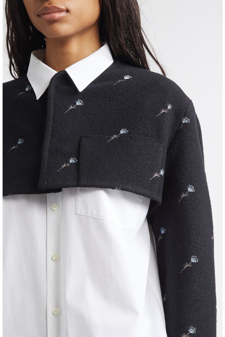Walker Floral Embroidered Wool Crop Jacket, Alternate, color, BLACK FLOWERS FELTED