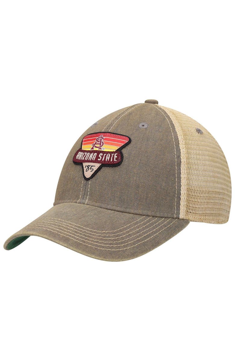 LEGACY ATHLETIC Men's Gray Arizona State Sun Devils Legacy Point Old Favorite Trucker Snapback Hat, Main, color, Gray