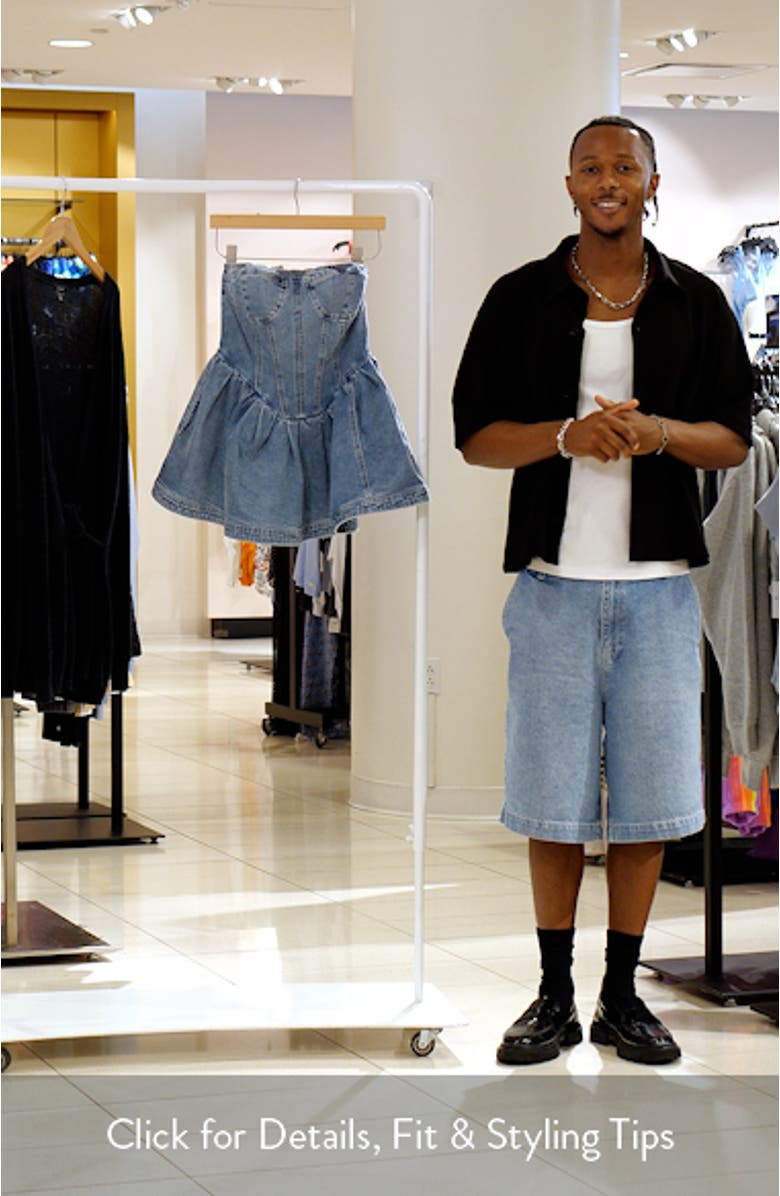 Rina Strapless Denim Peplum Top, sales video thumbnail