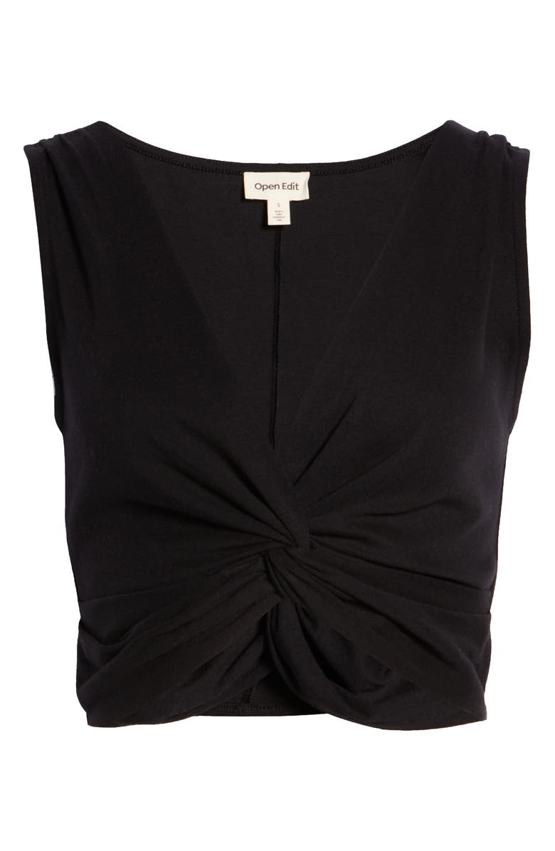 Open Edit Knot Front Organic Cotton Blend Crop Top, Alternate, color, 
