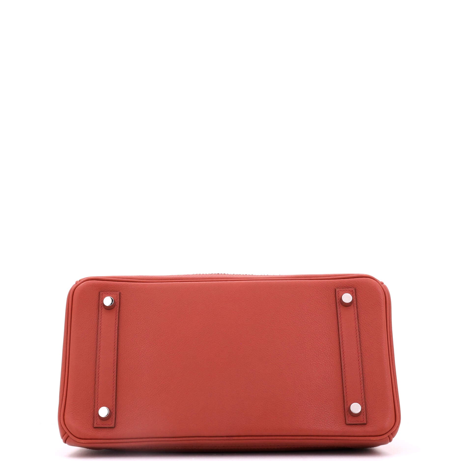 Pre-Owned Hermes Birkin Ghillies Bag Orange Clemence and Evercolor with Palladium Hardware 30, Alternate, color, Brique