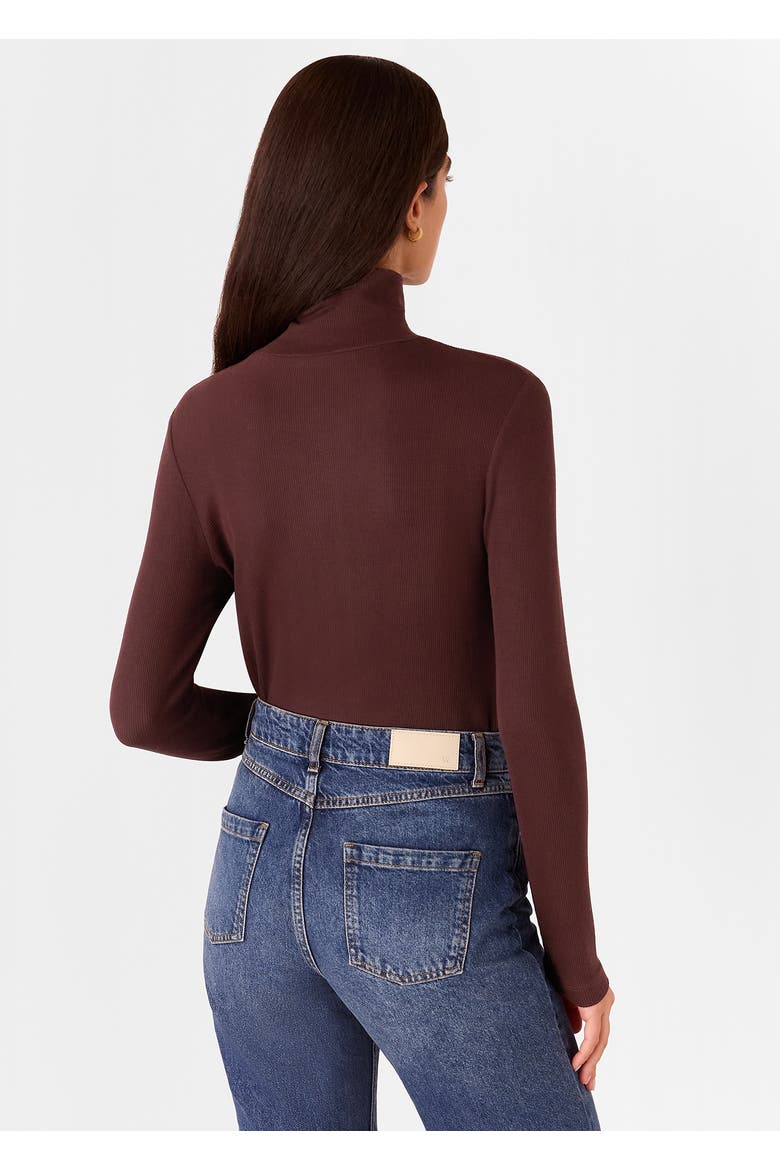 Essential Ribbed Roll Neck Top, Alternate, color, Burgundy