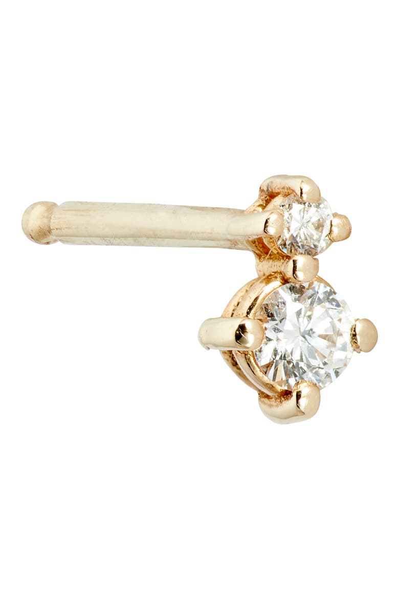 Diamond Duo Stud Earring, Alternate, color, YELLOW GOLD/ DIAMOND