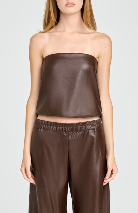 Camryn Faux Leather Strapless Top