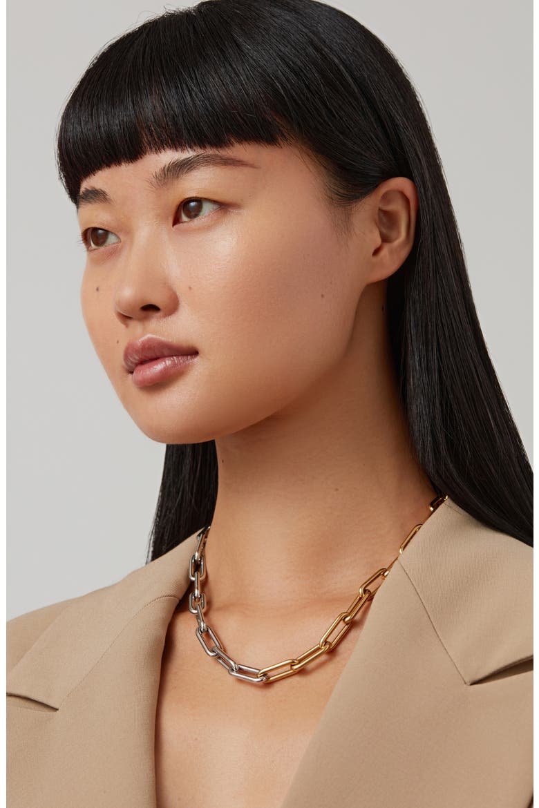 Elli Mixed Metal Paperclip Link Chain Necklace, Alternate, color, TWO-TONE